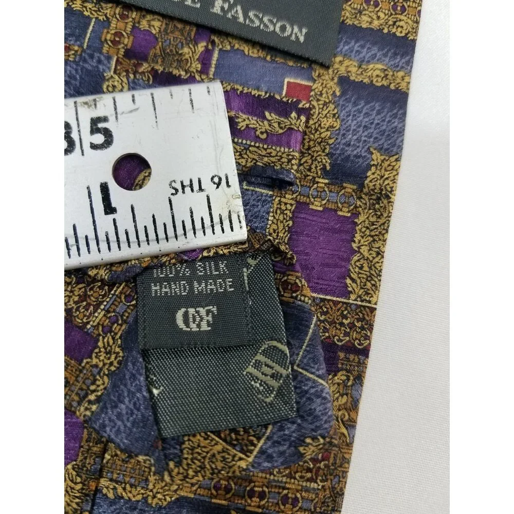 Daniel De Fasson Mens Necktie Geometric Pattern Silk Tie